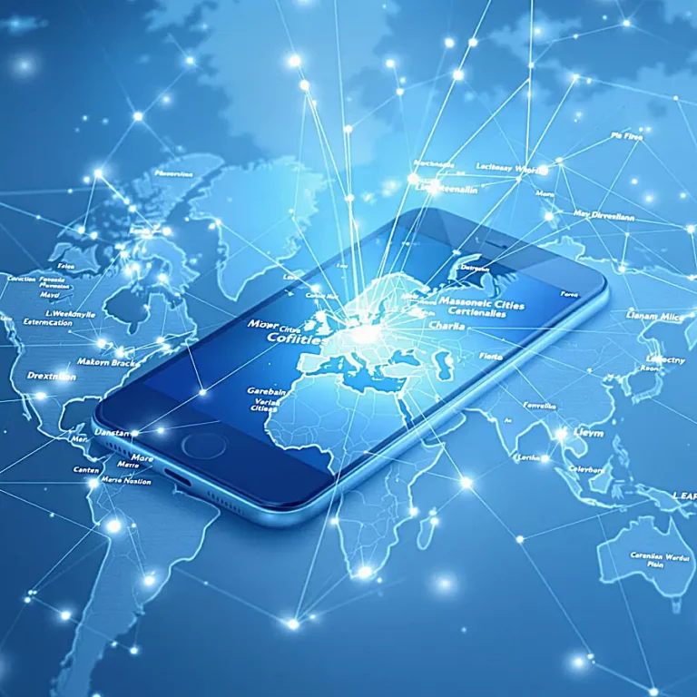 a cellphone on a map